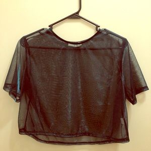 Teal sheer metallic top